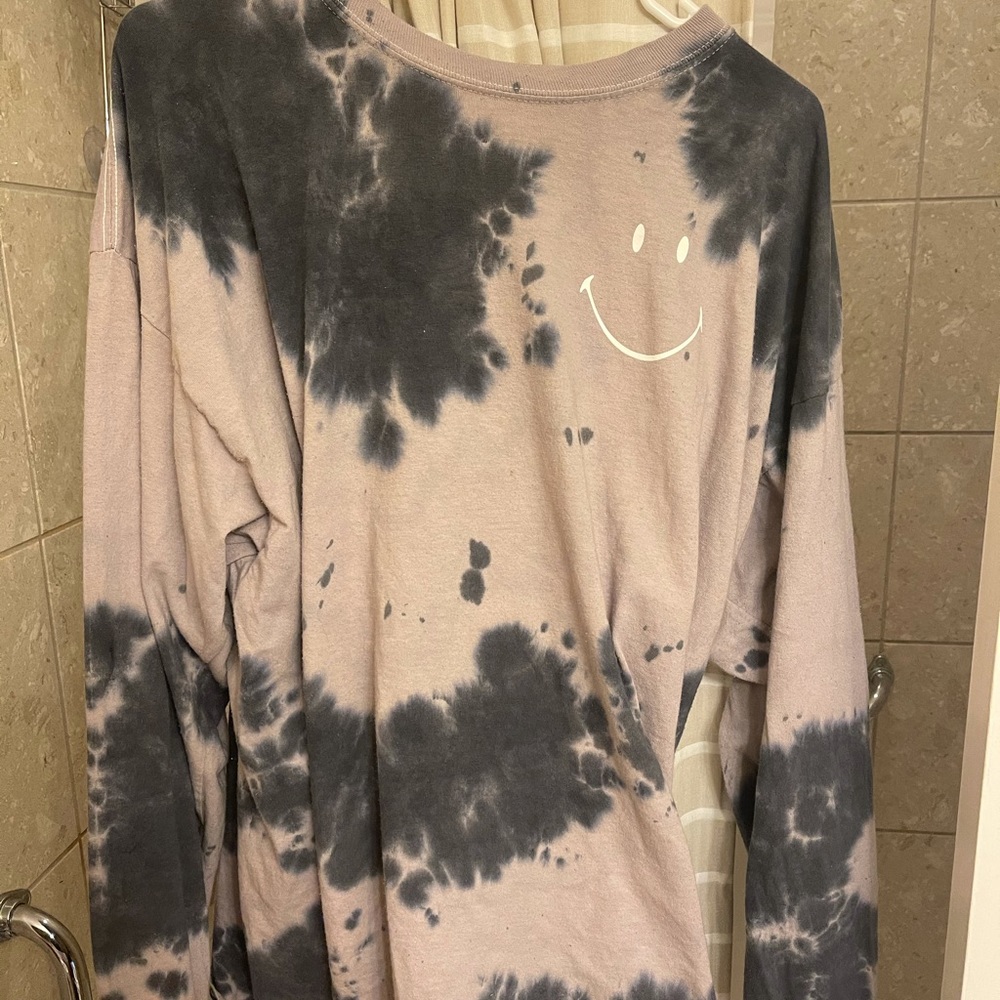Pacsun Tye Dye Purple and Blue smiley face tee